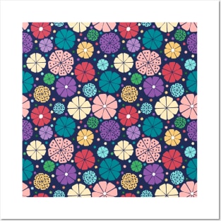 Colorful flowers pattern design Posters and Art